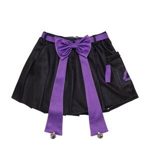 NEW ACDC RAG Error Code Cyberpunk Tech Pleated Black Purple Skirt